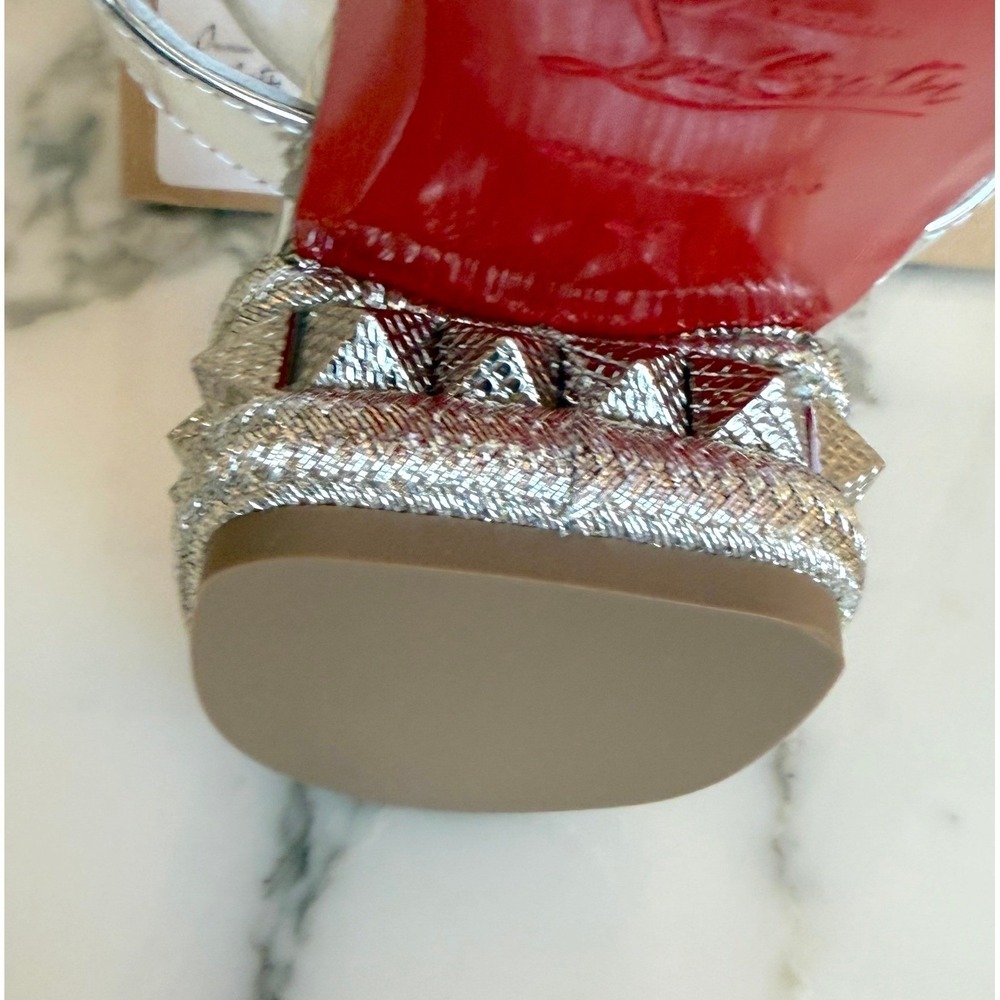 Christian Louboutin Women's Pyrasand 30 studded mirrored leather sandals EU 37.5 - Picture 14 of 16